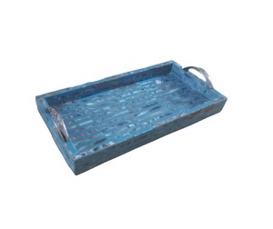 Plateau de service rectangulaire en bois avec motif floral, design traditionnel chinois fait main, ensemble de plats de service décoratifs - Product Image 4