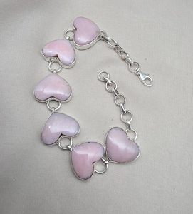 Bracelet en opale rose en forme de cœur, argent sterling 925, fait main - Product Image 5