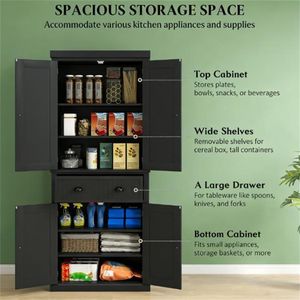 Credenza Nera per Utensili da Cucina, Soluzione Pratica per l'Organizzazione della Cucina - Product Image 2