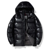 Blouson matelassé en toile enduite noire pour homme, écologique, réversible, coupe-vent, respirant, fermeture éclair, couleur unie, idéal pour l'hiver