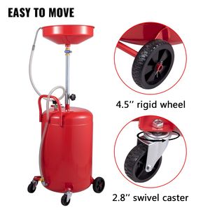 Réservoir de vidange d'huile usagée portable de 20 gallons, draineur pneumatique pour le vidange d'huile, outil de réparation automobile, conteneur de transfert de liquides et de carburant - Product Image 5