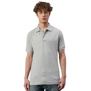 Polo homme uni à manches courtes, 100% coton piqué, coupe décontractée, col polo gris - Product Image 6
