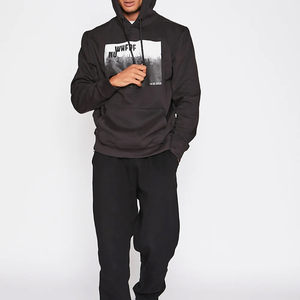 Sweat-shirt à capuche noir pour homme, logo imprimé, coupe classique, décontracté, en coton tricoté, pour l'automne, BRG, sweats à capuche et sweat-shirts pour homme - Product Image 6