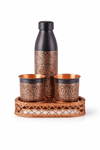 Juego de 3 piezas de botella y taza de agua de cobre con bandeja - Product Image 3
