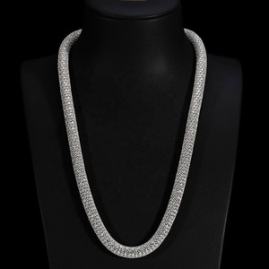 Collar de Cadena de Discos de Moissanita de Lujo, Eslabones de Moissanita, Joyería Hip Hop, Pieza de Diseño Iced, Plata de Ley 925 y Oro - Product Image 1