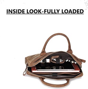 New Arrival Classic Leather <b>Laptop</b> Briefcase Shoulder Bag Zipper Closure Protective Design for Business Travel From India - Product Image 3