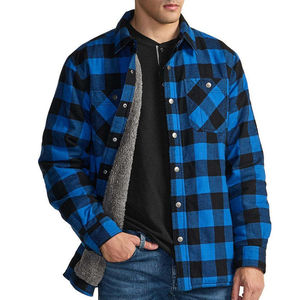 Chaqueta con Capucha de Diseño Moderno para Hombre, de Franela a Cuadros con Forro de Piel Sintética Sherpa, con Botones, Estilo Vintage, Gruesa, Elegante, con Parches de Camuflaje - Product Image 5