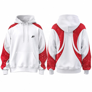 Sudadera con Capucha de Bloques de Color para Mujer, Blanca y Roja, Manga Larga, Estilo Casual Urbano, Venta al por Mayor, OEM, Ropa Personalizada - Product Image 4