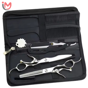 Kit de Peluquería Profesional: Tijeras de Corte de Pelo Rectas de Acero Inoxidable para Diestros, Ligeras, 32 Dientes, Punta Afilada, Mango de Acero, OEM - Product Image 1