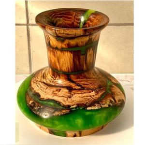 Jarrón de Flores de Madera Ecológico para Decoración de Mesa, Tallado a Mano en Madera de Mango y Resina, Ideal para Regalos de Oficina y Hogar, Venta al Por Mayor - Product Image 1