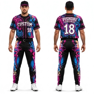 Custom Purple Men's 100% Polyester Baseball Uniform Sublimation Jersey Pants <b>Two</b> <b>Piece</b> Sports Team <b>Set</b> - Product Image 6