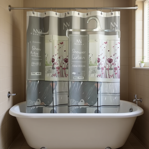 Rideau de douche imperméable en PVC à motif floral 180x180cm Cortina De Ducha - Product Image 3