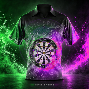 Maillot de fléchettes à manches courtes de haute qualité pour l'entraînement et les matchs, design personnalisé, maillot sublimé unisexe, polyester respirant - Product Image 2