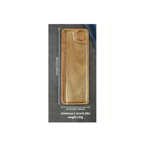 Plateau de service rectangulaire en bois artisanal avec 3 compartiments, organisateur écologique pour collations et condiments, ustensiles de cuisine rustiques - Product Image 5