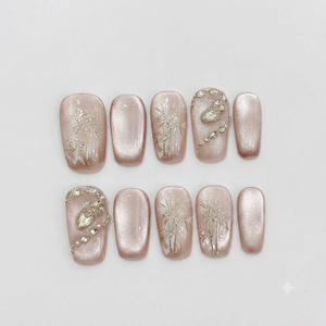 New China <b>Super</b> Champagne Pearl-Pink Acrylic Finger Design Pre-Designed Luminous Mist - Product Image 1