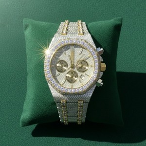 Montre-bracelet unisexe de haute qualité, cadran carré analogique en moissanite, boîtier en acier inoxydable, bracelet en métal, verre non étanche de 14 mm d'épaisseur, chiffres arabes - Product Image 1