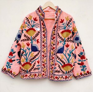 Chaqueta Reversible de Invierno Estilo Safari con Bordado Suzani, Ecológica, Talla Única, para Fiestas - Product Image 4