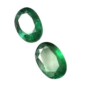 Émeraude calibrée 1,70 carat, naturelle du Zambie, taille ovale 8x5 mm, facettée, pierre précieuse translucide, lot de 2 pièces/ensemble - Product Image 1