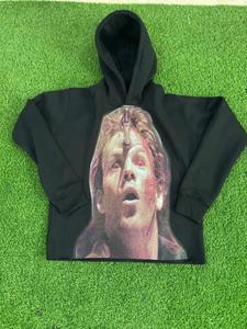 Sweat-shirt à capuche unisexe noir surdimensionné avec impression frontale par sublimation, style décontracté en polyester tricoté, collection automne, prix de gros - Product Image 2