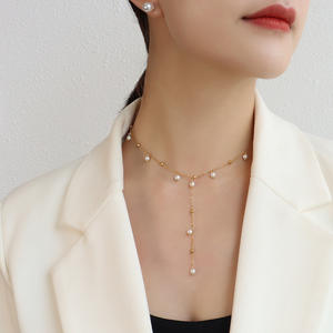 Collar de Perlas de Agua Dulce Naturales Francesas para Mujer, Diseño de Cielo Estrellado en Forma de Y, Estilo Súper Femenino y Simple - Product Image 1
