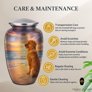 Pet Dog Cremation <b>Urn</b> Eco-Friendly 220 Cubic Inch Capacity Beach Ocean Sunset Theme <b>Large</b> Aluminum <b>Urn</b> for Ashes Memorial - Product Image 5