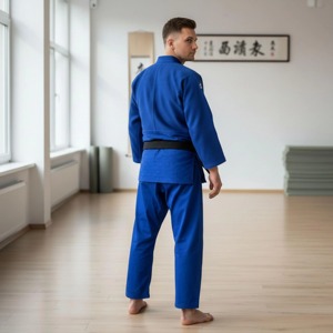 Traje de karate y BJJ personalizado para hombres, con su propio logo en la chaqueta de tejido perlado y pantalones ripstop, fabricante y proveedor. - Product Image 5