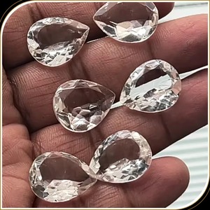 Pierre précieuse en quartz cristal naturel, pierre taillée de forme ovale, 16x20mm, blanc premium, 20 carats, certifiée CMA, pour bijoux - Product Image 1