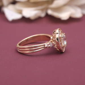 Bague de fiançailles ovale en diamant de laboratoire certifié IGI, halo, en argent sterling 925 massif, style vintage, avec bordure milgrain, pour femme - Product Image 5