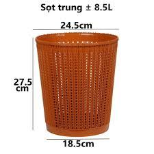 Poubelle en plastique tressé HALO, aspect rotin, corbeille à déchets pour la maison, le bureau, la chambre, la salle de bain, la cuisine - Product Image 6