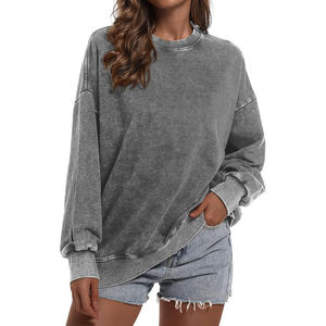 Sudaderas con Bolsillo en el Pecho para Mujer, Cuello Redondo, Manga Larga, Corte Holgado, Felpa Suave, Mezcla de Algodón, Casual - Product Image 3
