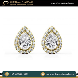 Pendientes de Plata 925 con Baño de Rodio, Diseño Moderno y Brillante, con Diamante Cultivado en Laboratorio en Forma de Pera, Corte Solitario, con Halo, para Aniversario - Product Image 4