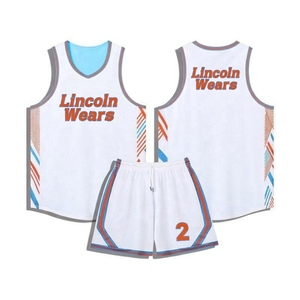 Ensemble d'uniformes de basketball pour hommes en tissu mesh 100 % polyester, séchage rapide, léger, manches courtes, personnalisable avec nom d'équipe et marque - Product Image 1