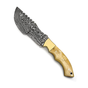 Cuchillo de Acero de Damasco, Pieza Decorativa de Metal con Patrón Hecho a Mano, Artesanía Tradicional Coleccionable para Exhibición - Product Image 3