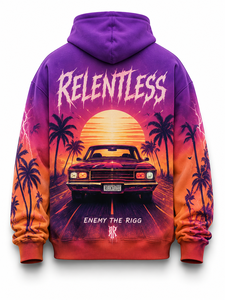 Sudadera con Capucha Personalizada con Gráfico Retro de Coche al Atardecer, Sudadera Holgada de Estilo Urbano, Unisex, OEM, ODM - Product Image 2