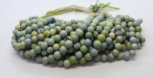 Perles rondes en opale verte naturelle 8MM 9MM, perles lisses en pierre précieuse, opale verte en vrac, prix de gros pour la fabrication de bijoux - Product Image 2