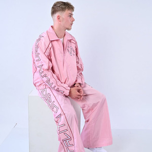 <b>Pink</b> Windbreaker Set Hooded Zipper <b>Waterproof</b> Breathable Eco-Friendly Unisex <b>Jacket</b> Pants Nylon Running Training - Product Image 2