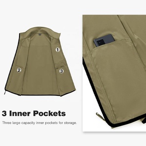 Gilet softshell pour homme, doublé polaire, coupe-vent, fermeture éclair, plusieurs poches, veste légère pour la chasse, le golf et les activités de plein air, micro-polaire - Product Image 4