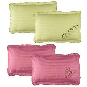 Juego de Fundas de Almohada de Algodón con Forro y Volantes, Juego de 4 Fundas de Cojín Premium para Dormitorio, 74x50cm, Cierre de Cremallera, Colores Disponibles - Product Image 1