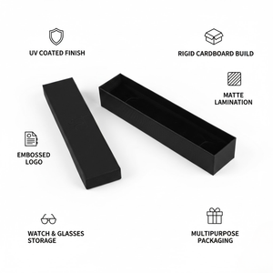 Boîte à bijoux en carton rigide noir de haute qualité avec doublure en éponge | Fermeture magnétique, pelliculage mat avec revêtement UV pour le rangement des montres - Product Image 5