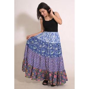Cotton Patchwork Printed Handmade <b>Long</b> Maxi <b>Skirt</b> Bohemian Festival <b>Skirt</b> for Women Made in India - Product Image 5