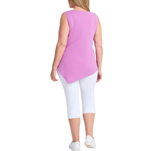 Débardeur décontracté pour femmes grandes tailles, jersey, col rond, bretelles larges, ourlet pointu asymétrique, tricot doux, sans manches - Product Image 3