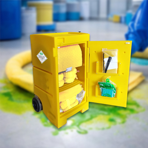 ชุดอุปกรณ์ดูดซับสารเคมีขนาด 100 ลิตร พร้อมรถเข็นแบบมีล้อ ชุดดูดซับสารเคมีเคลื่อนที่สำหรับงานหนัก สำหรับของเหลวอันตราย ความปลอดภัยในคลังสินค้าอุตสาหกรรม - Product Image 1