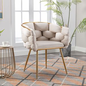 Fauteuil individuel moderne de luxe en velours pour chambre à coucher, idéal pour la détente, comme tabouret de coiffeuse ou table de manucure - Product Image 2