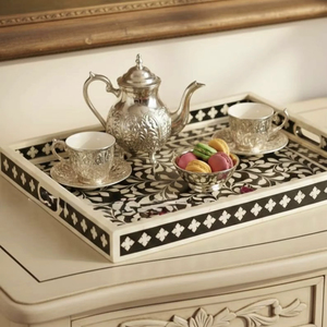 Luxury Handmade Eco-Friendly Bone Inlay Feng Shui Tray Elegant Decorative Design Premium Quality Home <b>Kitchen</b> Serving Hot - Product Image 1