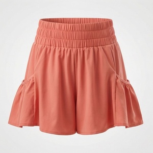 Jupe courte élastique à taille élastique pour femmes, style décontracté, couleur unie, tissu tissé 100% polyester, à porter en toutes saisons - Product Image 1