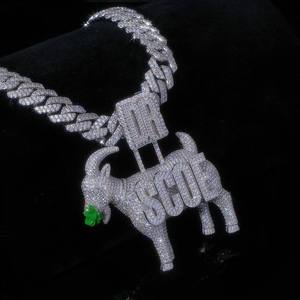 Pass Diamond Tester GRA Certified Hip Hop Jewelry Moissanite Diamond 925 Sterling Silver Iced Out Moissanite Custom Goat Pendant - Product Image 3