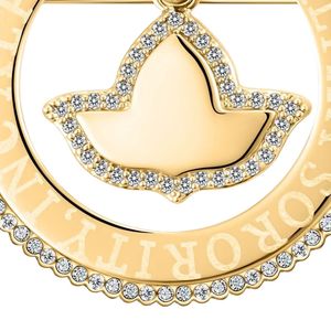 Broche en cristal doré avec pendentif circulaire, élégante, accessoire de mode pour femmes et jeunes filles, idéale pour les soirées - Product Image 6