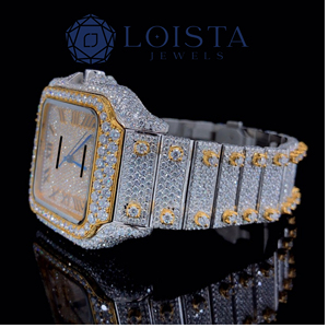 Reloj Personalizado con Logotipo, Diseño de Cielo Estrellado, Dorado, Estilo Hip Hop, con Cristales, Acero Inoxidable, para Hombre, Cuadrado, con Moissanita Árabe, Cuarzo - Product Image 2