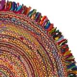 Tapis en tissu recyclé personnalisés avec des volants en tissu multicolores de couleurs assorties, adaptés aux magasins de décoration intérieure - Product Image 3