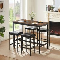 Ensemble de 2 tabourets de bar rembourrés de 24 pouces, en similicuir noir, avec structure en métal, design industriel moderne, pour comptoir, salle à manger, salon